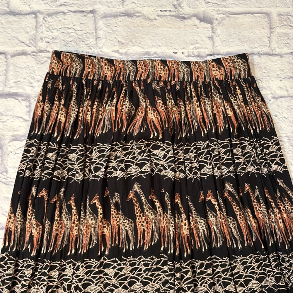 Vintage Stonebridge Giraffe Print Maxi Skirt Black Brown Gray - Size Medium - Picture 3 of 9
